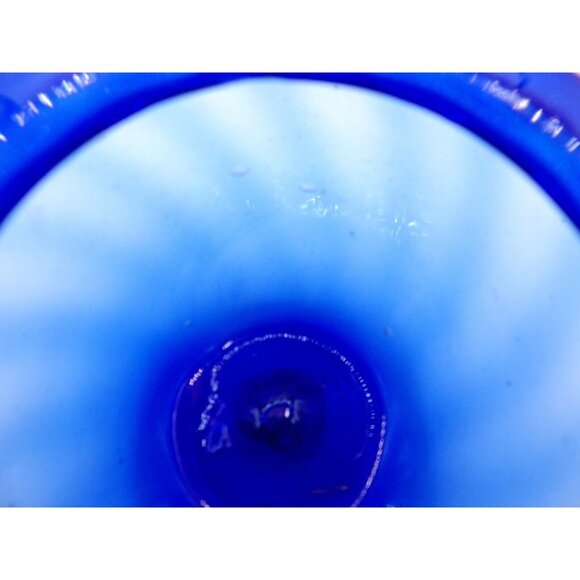 Flower Bowl- Blown Glass- Cobalt Blue- Swirl Pattern - Picture 6 of 6